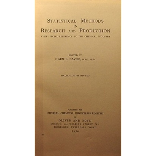 Statisical Methods in Research and Production with special reference to the Chemical Industry