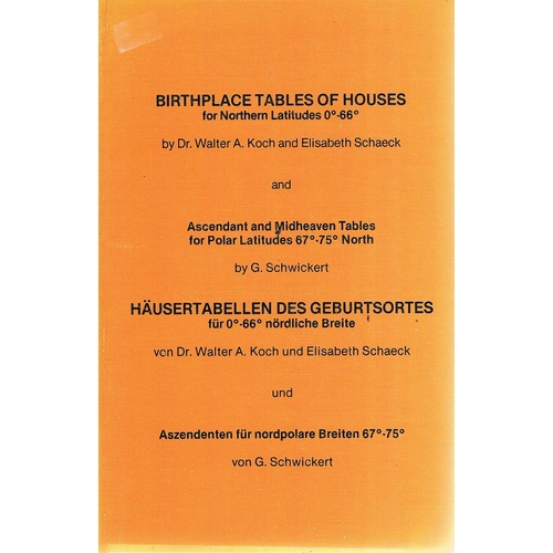 Birthplace Tables Of Houses For Northern Latitudes 0-66