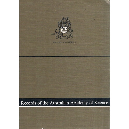 Records Of The Australian Academy Of Science. Volume 3 Number 1