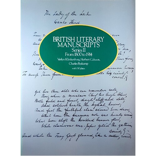 British Literary Manuscripts From 1800 To 1914